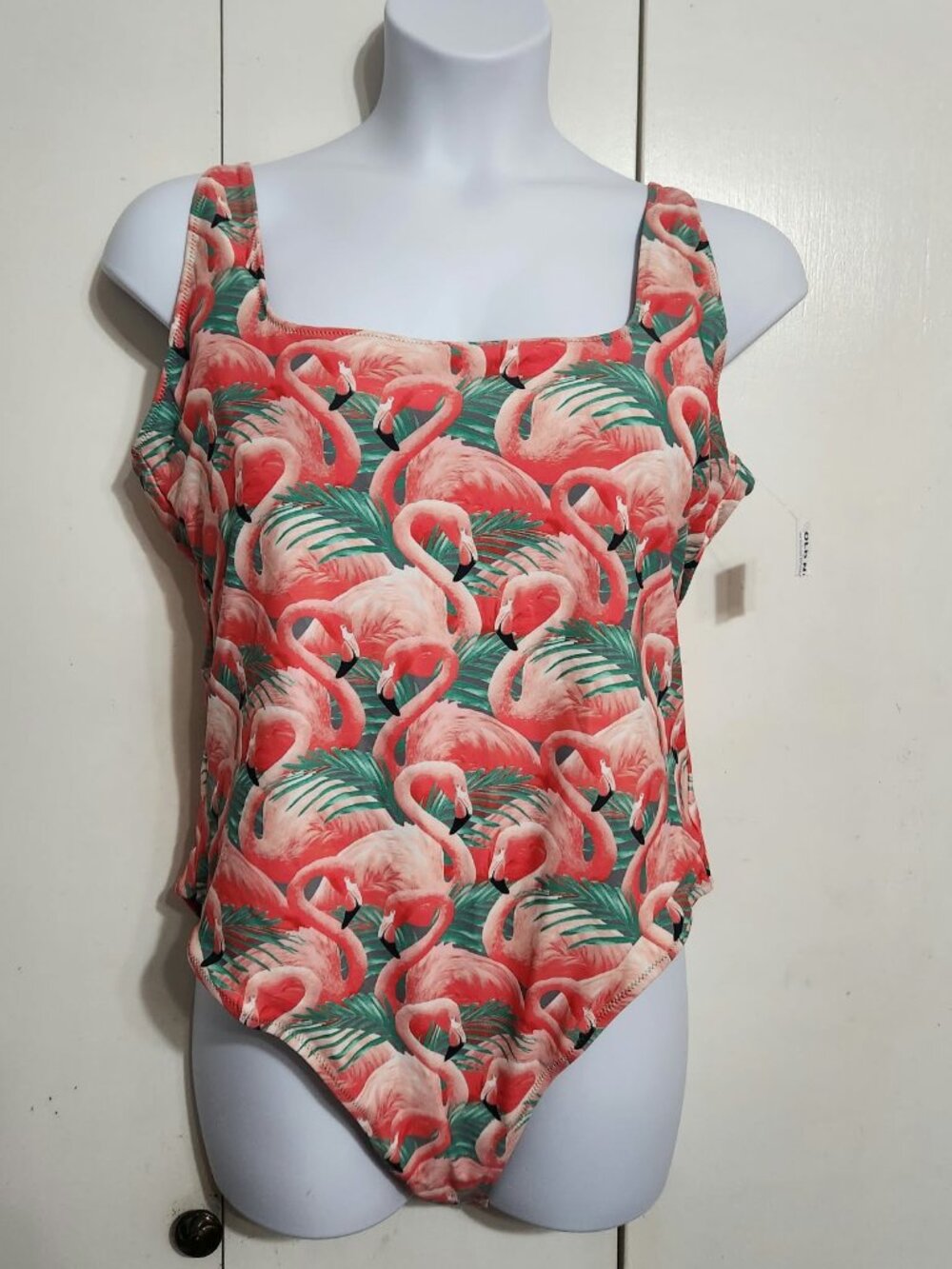 Old Navy One Piece Swimsuit Women XXL Flamingo Tropical Floral Bathing Suit NWT